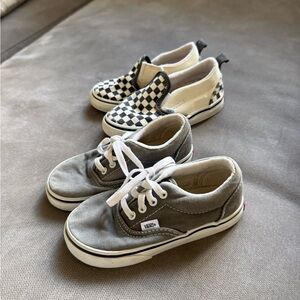 Vans Kids Gray and Checkered Sneakers